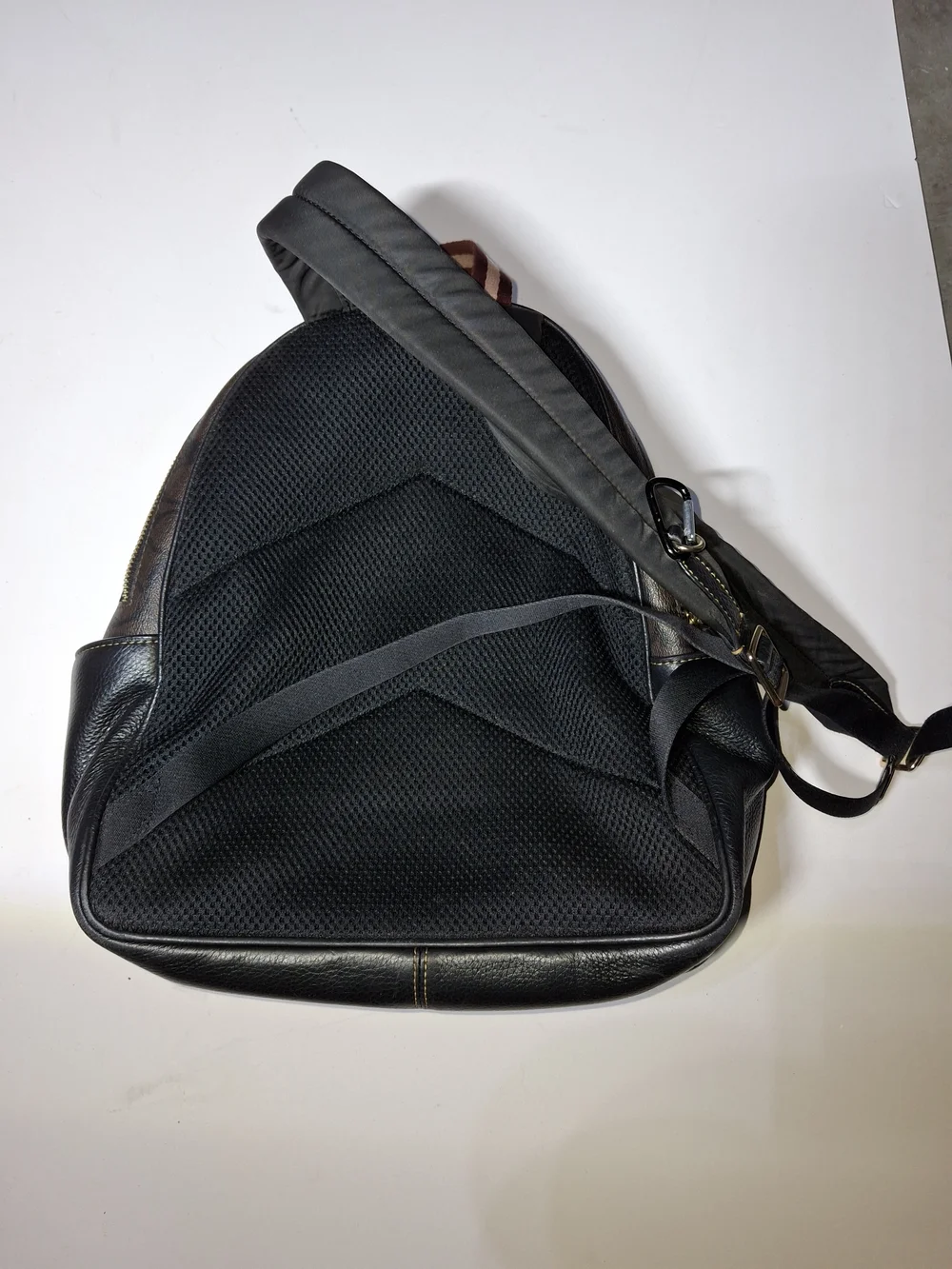 Coach Brown Signature Canvas Patch Backpack with Black Leather Trim